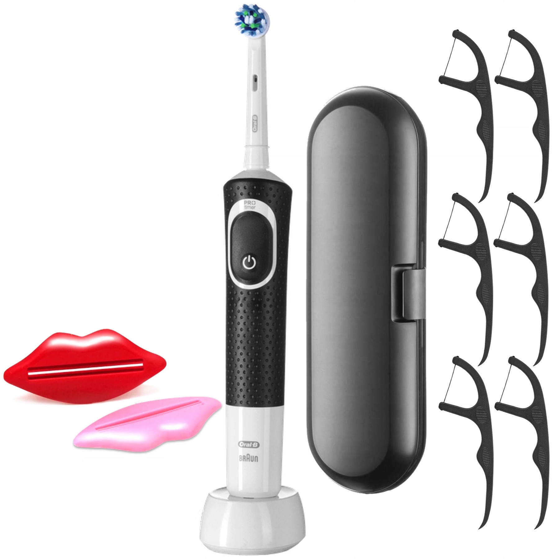 Set Periuta De Dinti Electrica Oral B Vitality 100 Cross Action Negru Caz De Calatorie 2x