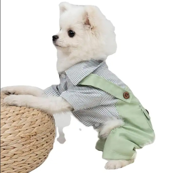 Pufo Doggye jumpsuit típusú kutyakabát, zöld/fehér, M