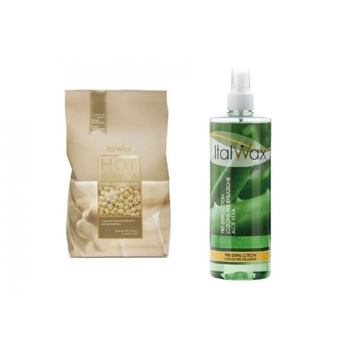 Szőrtelenítő szett, Italwax Hot Film, csokoládé viasz 1 kg és aloe vera előkészítő krém 500 ml