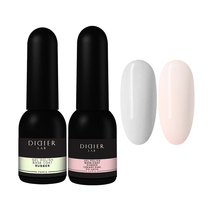 Комплект основи Didier Lab, Rubber, Clear + Creamy Pink, 2 броя