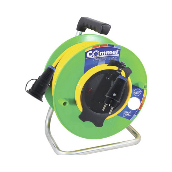 Prelungitor Electric Pe Tambur De Plastic Commel Profi 25m Cablu N07v3v3-f 3x1, 5 Mm², Pentru Exterior Ip44