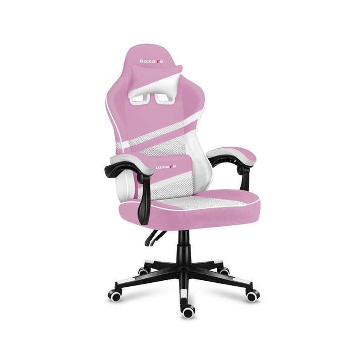 Scaun Gaming Huzaro Force 4.4, Cadru Otel, Material Tesatura Mesh, 130 Kg, Perna Lombara, Tetiera, Functia Siderest, Roz