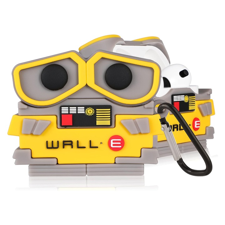 Husa de protectie cu carabina, NUODWELL, Compatibila cu Airpods Pro, Rezistent la socuri si la apa, Usor de transportat, Incarcare Wireless, Din silicon, Galben