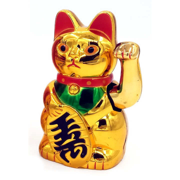 Късметлийска котка Maneki Neko, Пластмаса, Златист