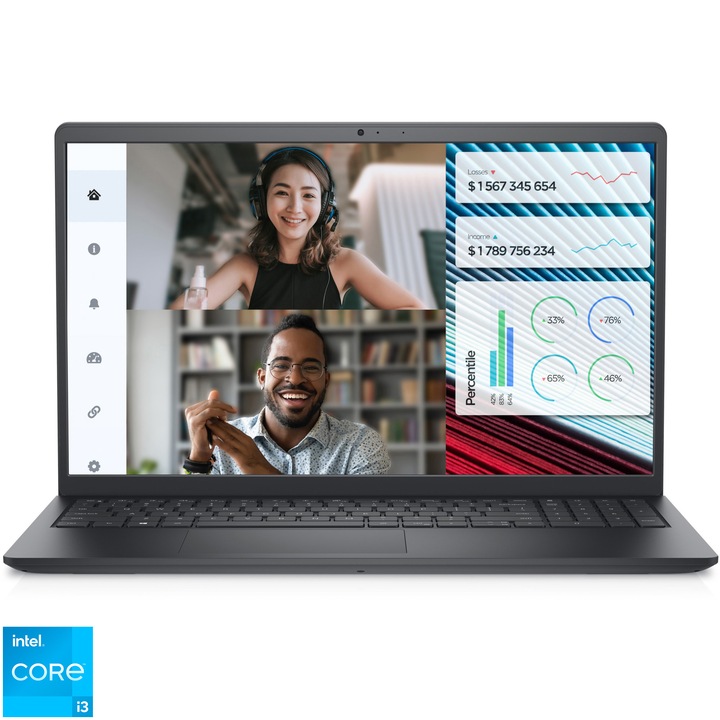 Laptop Dell Vostro 3520 cu procesor Intel® Core™ i3-1215U pana la 4.40 GHz, 15.6", Full HD, 8GB, 256GB SSD, Intel® UHD Graphics, Ubuntu, ProSupport