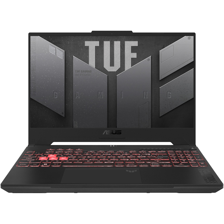 ASUS TUF A15 FA507UI Gaming laptop AMD Ryzen™ 9 8945HS processzorral max. 5.2 GHz, 15.6", Full HD, IPS, 165Hz, 32GB, 1TB SSD, NVIDIA® GeForce RTX™ 4070 8GB GDDR6, No OS, Nemzetközi angol billentyűzet, Jaegerszürke