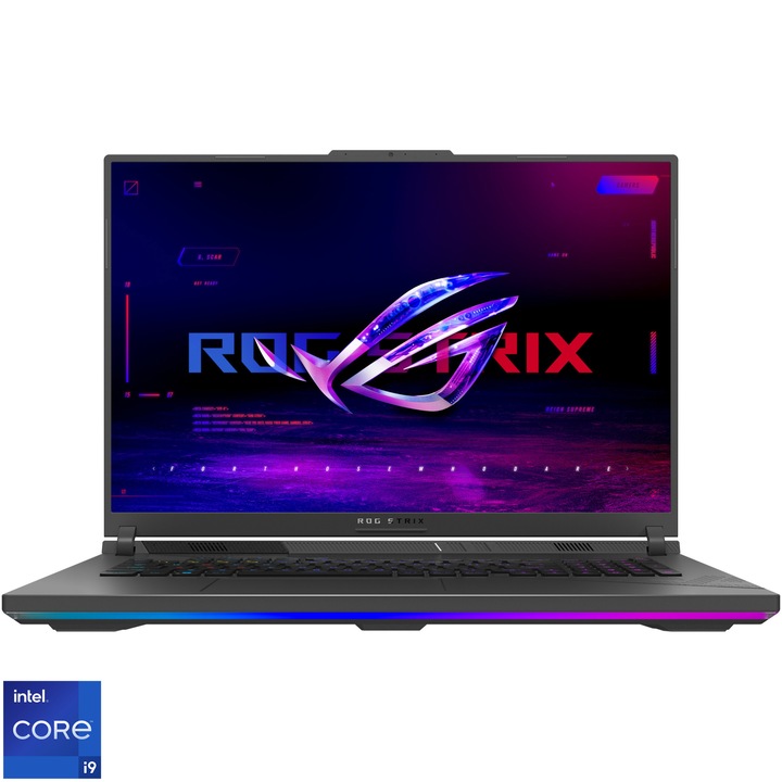 ASUS ROG Strix G18 G814JIR Gaming laptop Intel® Core™ i9 14900HX processzorral max. 5.8 GHz, 18", QHD+, IPS, 240Hz, 32GB DDR5, 1TB SSD, NVIDIA® GeForce RTX™ 4070 8GB GDDR6 TGP 140W, No OS, Nemzetközi angol billentyűzet, Szürke