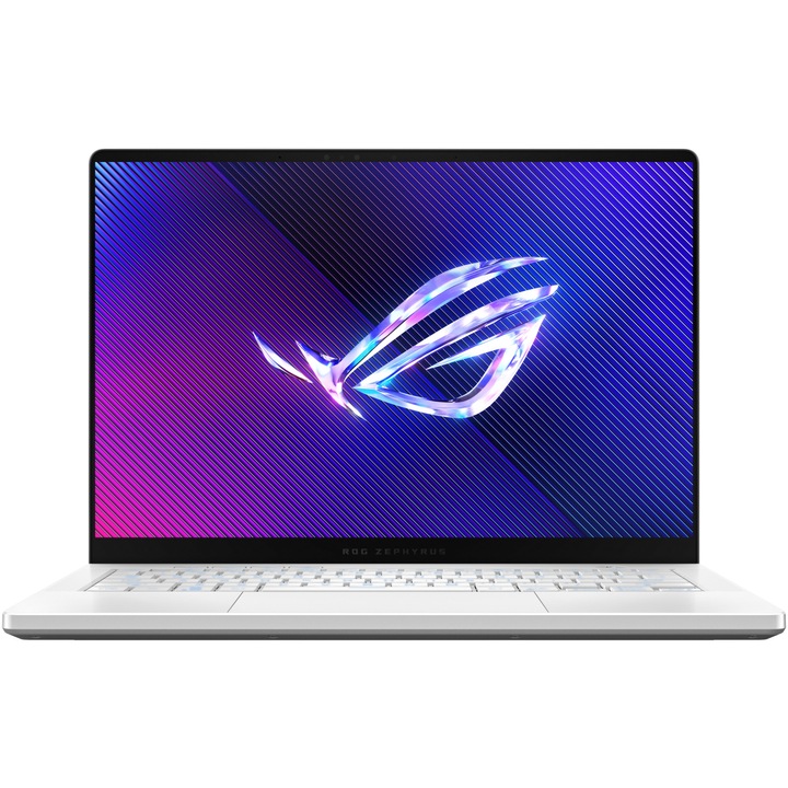 Laptop Gaming ASUS ROG Zephyrus G14 GA403UI cu procesor AMD Ryzen™ 9 8945HS pana la 5.2 GHz, 14", 3K, OLED, 120Hz, 32GB DDR5, 1TB SSD, NVIDIA® GeForce RTX™ 4070 8GB GDDR6, No OS, Platinum White