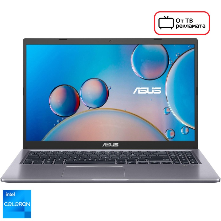 Лаптоп ASUS X515 A516KA, Intel® Celeron® N4500, 15.6", Full HD, 8GB, 512GB SSD, Intel® UHD Graphics, No OS, Slate Gray