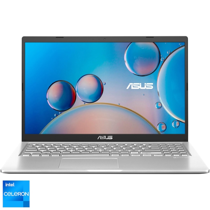 ASUS X515 A516KA laptop Intel® Celeron® N4500 processzorral max 2.80 GHz, 15,6" FHD, 8GB RAM, 512GB SSD, Intel® UHD Graphics, No OS, Nemzetközi angol billentyűzet, Ezüst