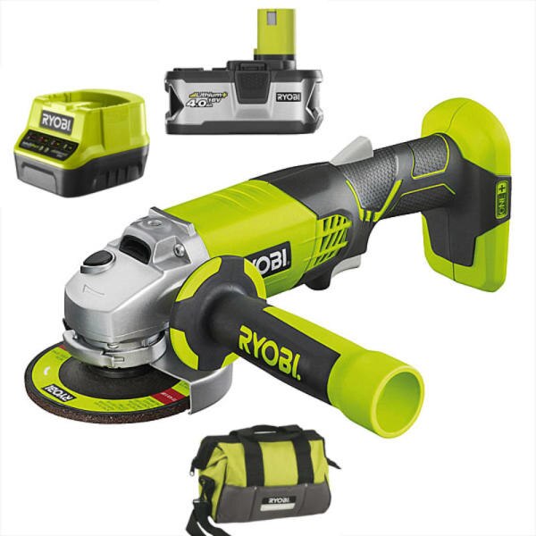 Polizor unghiular Ryobi ONE+, 18 V, disc 115mm, 1 acumulator 4, 0 Ah ...