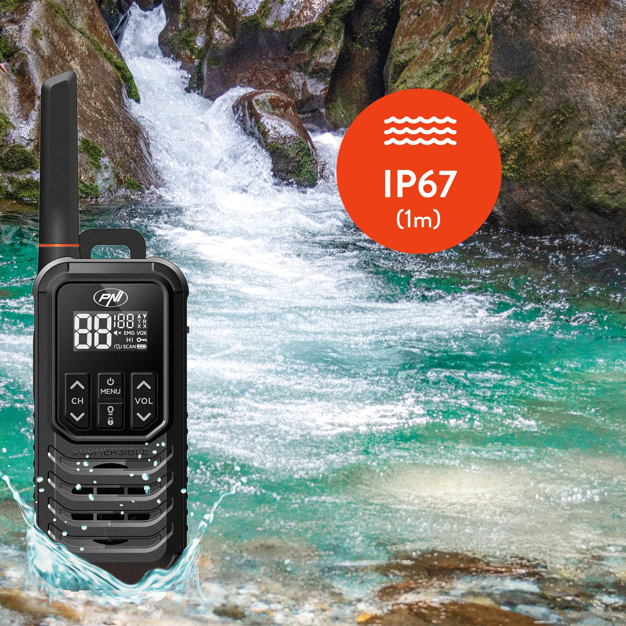 PNI PMR R80 PRO hordozható rádióállomás, 2 darabos készlet, 0,5 W