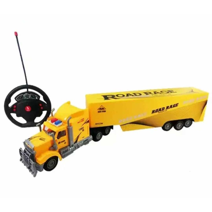 Masinuta Tir cu telecomanda, lumini, sunete, galben