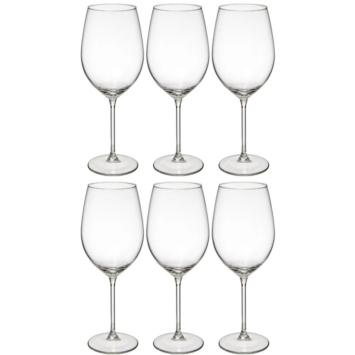 Set pahare vin SG Lina, sticla, cu picior, 540 ml, 8.8 x H. 23.5 cm, 6 piese