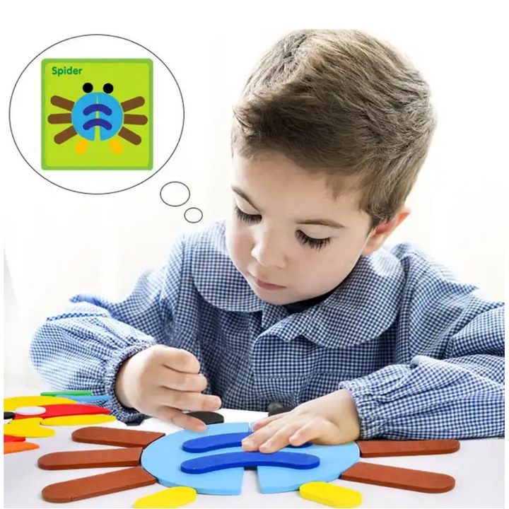 Puzzle de tip tangram, Montessori, 69 piese