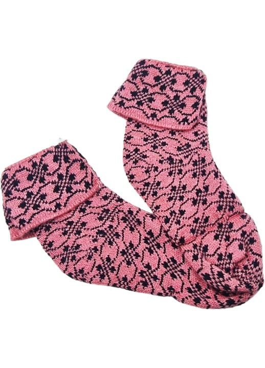 Sosete din lana, StarFshion, groase si calduroase pentru iarna, model traditional, roz inchis, OneSize