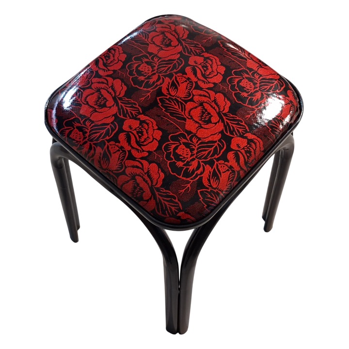 Taburet bucatarie, cadru metal, stivuibil, Rosu inchis