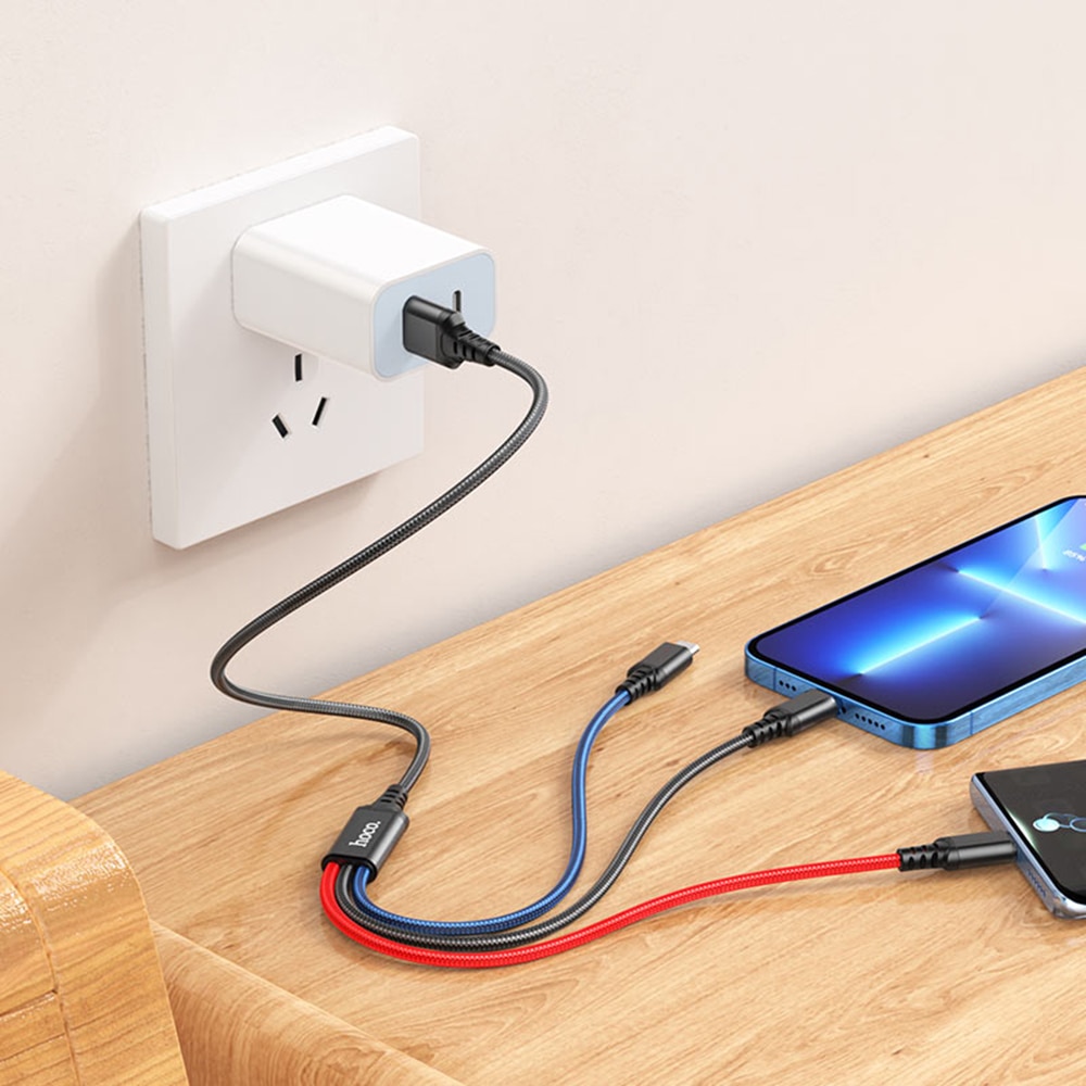 USB-A kábel a Type-C-hez, Lightning, kompatibilis iPhone-nal, Micro-USB ...