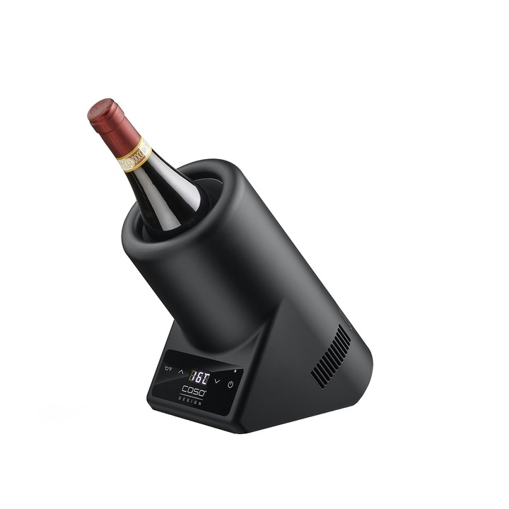 Racitor pentru vin Caso Germany, VinoCase, capacitate 1 sticla, temperatura reglabila 5-18°C, display LED, control touch, operare intuitiva, carcasa robusta din otel inoxidabil, negru