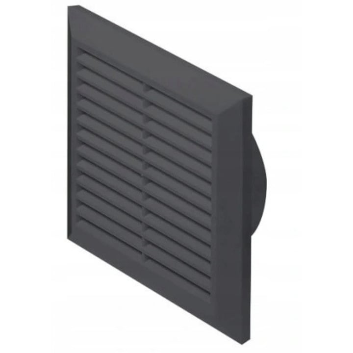 Grila de ventilatie, Awenta, cu plasa anti-insecte, 170x170mm, Grafit
