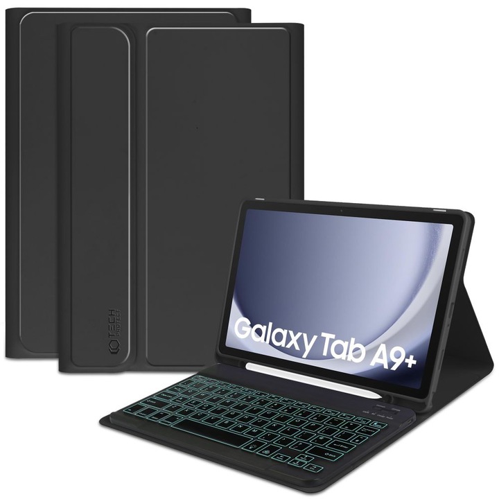 Husa cu tastatura Tech-Protect Smartcase Pen compatibila cu Samsung Galaxy Tab A9 Plus 11 inch Black
