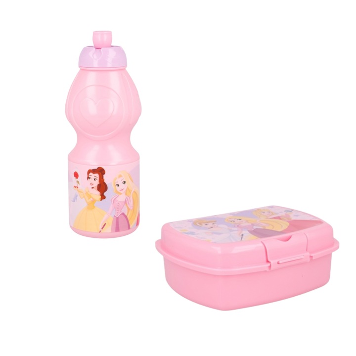 Set cutie sandwich si sticla pentru lichide, 400 ml, fara BPA, multicolor, Princess, Disney