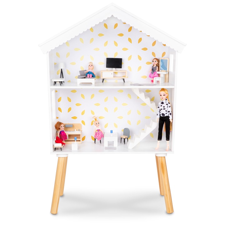 Casa Pentru Papusi, Kinderplay, Mare, Dubla Fata, Papusi, Mobilier, 100 cm