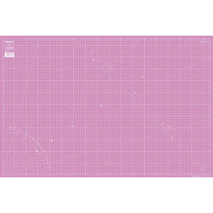Дъска за рязане, шиене и пачуърк, маркирани десени, 90x60 см, градуирана в сантиметри, със самовъзстановяващи се свойства, Babysnap, розово