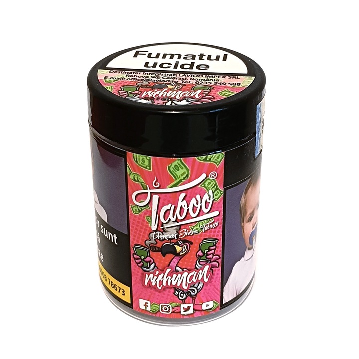 Tutun narghilea, Richman, Taboo, inghetata de zmeura, 50g