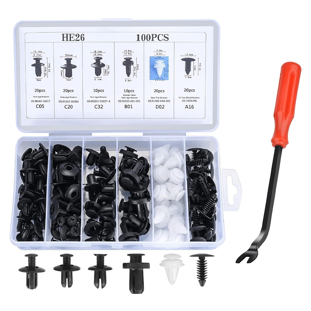 Set 100 piese cleme de fixare, Yefound®, universale, Plastic ...