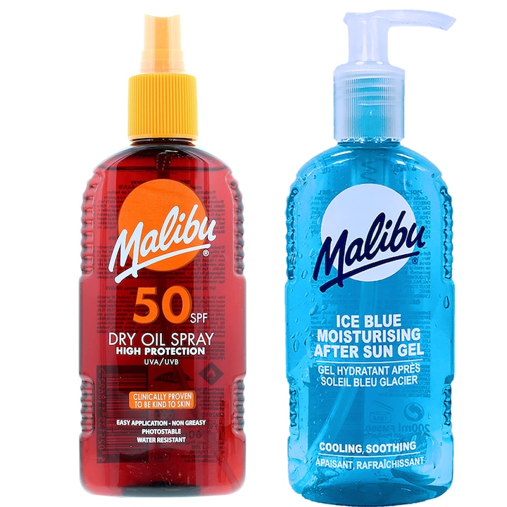 Set ulei/gel pentru bronz, Malibu, 2x200 ml