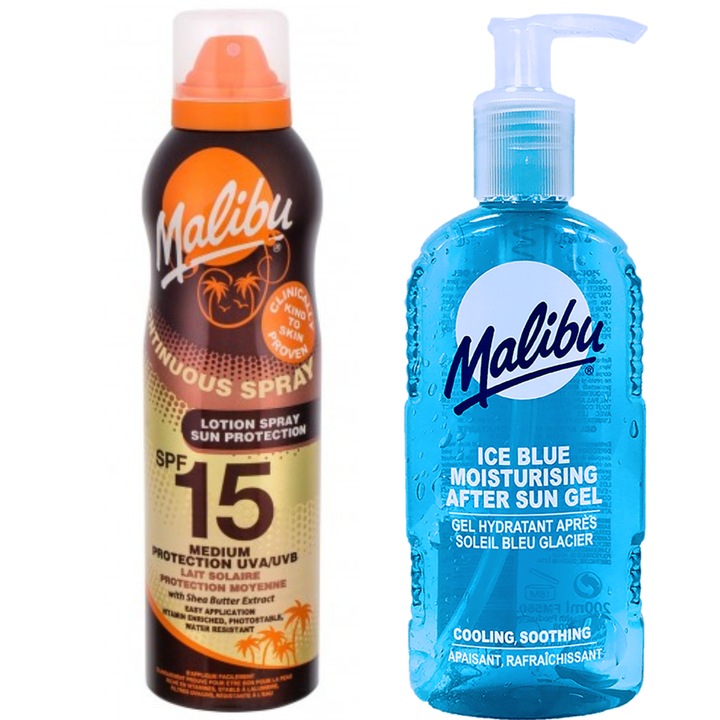 Set ulei/gel pentru bronz, Malibu, 175/200 ml