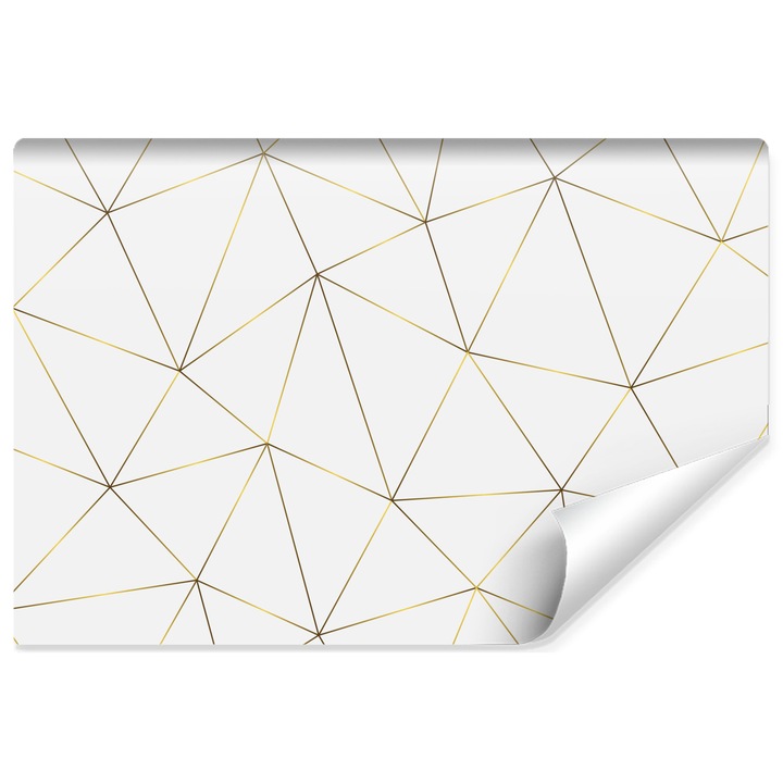 Arany mintás tapéta fehér alapon, absztrakció, divatos dekoráció, nappaliba 400 cm x 280 cm konyhába, hálószobába