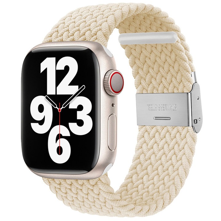 Curea Ceas SmartWatch pentru Apple Watch 1/2/3/4/5/6/7/8/9/SE/SE 2/Ultra/Ultra 2 (42/44/45/49mm), Comfy to Wear, High Quality, Fashion Design, Sport, Casual, Elegant, Beige