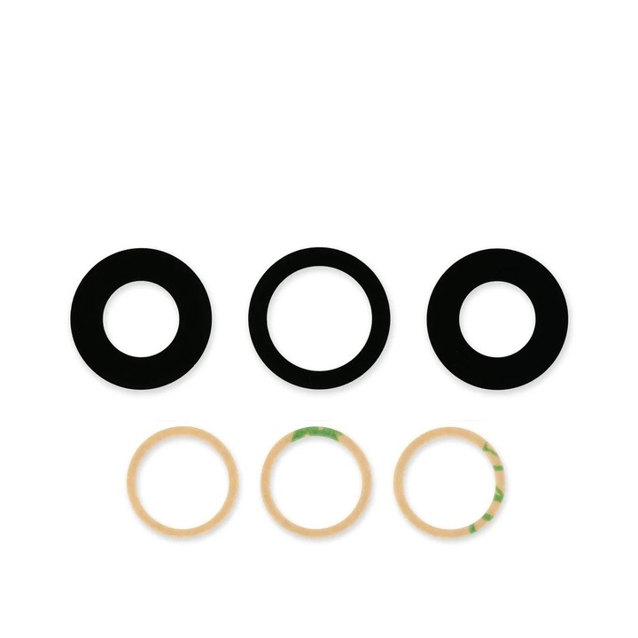 Geam Camera Spate compatibil iPhone 12 Pro Max, Wide + Ultrawide + Telephoto, Negru, doar sticla cu adeziv, set complet