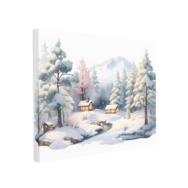 Tablou canvas Intelli®, Decoratiuni moderne pentru Living, Dormitor, Iarna In Padure, F1382, 110x170 cm