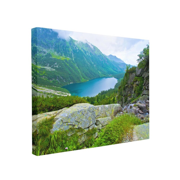 Tablou canvas Intelli®, Decoratiuni moderne pentru Living, Dormitor, Lac Intre Munti, F1423, 60x90 cm