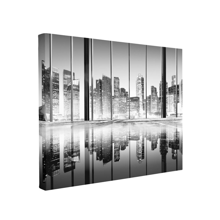 Tablou canvas Intelli®, Decoratiuni moderne pentru Living, Dormitor, Big City View, F1541, 55x80 cm