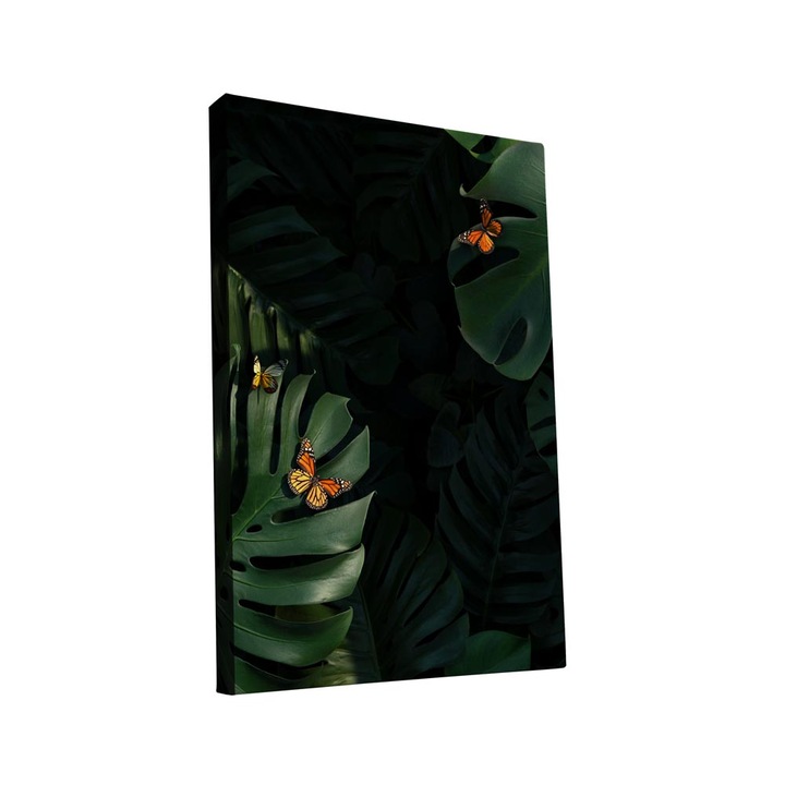 Tablou canvas Intelli®, Decoratiuni moderne pentru Living, Dormitor, Floare si fluturi, AH1205, 100x60 cm