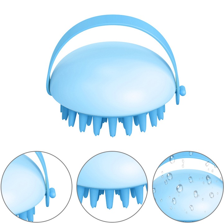 QttvbTna четка за масаж на скалпа, с гумени косми, синя