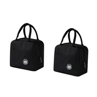 Set 2 geanta termoizolanta, Zggzerg, Cu maner de transport, Impermeabila, Design triplu ingrosat, Conservarea eficienta a caldurii, Pentru birou, munca, scoala, calatorii, 23x19x13 cm, Negru