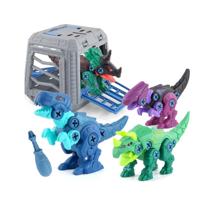 6 db-os dinoszaurusz összeszerelő darabból álló készlet gyerekeknek, Műanyag, 3-8 éves korig, Többszínű