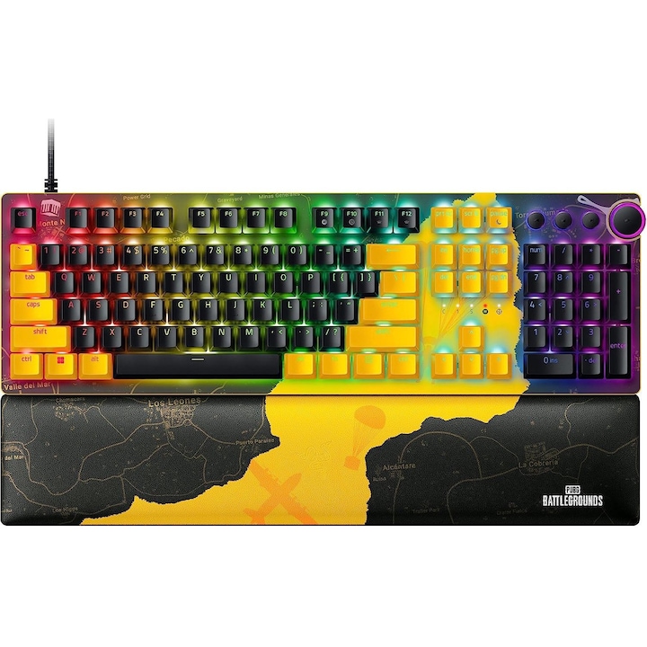 Геймърска клавиатура Razer Huntsman V2 - PUBG: BATTLEGROUNDS Edition, Черен/жълт, USB