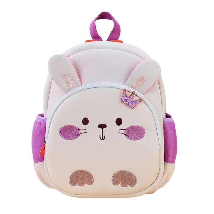 Детска раница, модел заек, S, 26x21x9 см, Бяла