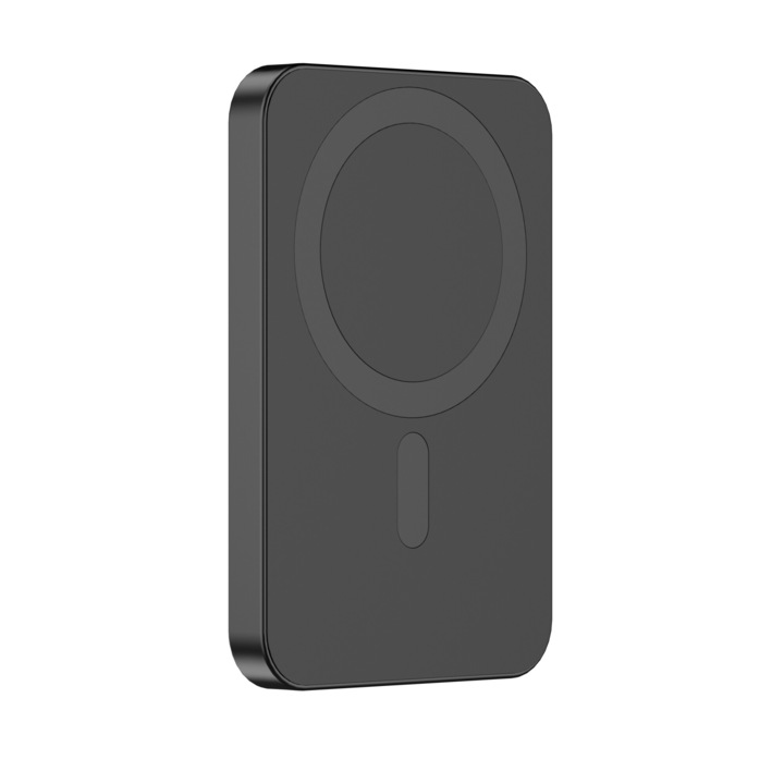 Тънка външна батерия Magsafe Icharge, Ronic X от Urban Vitamin, 5000 mah, съвместима с Iphone 12 - 15 Pro, Android ново поколение, magsafe зареждане 15W, чрез кабел тип-C 20W, Черен
