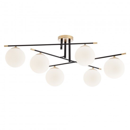 Lustra Smarter Essential, negru/auriu, sticla, 6XE14, D.90 cm