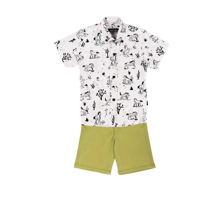 Compleu, Montella, pentru baieti, cu imprimeu , 2 Piese, MK-7019, Verde