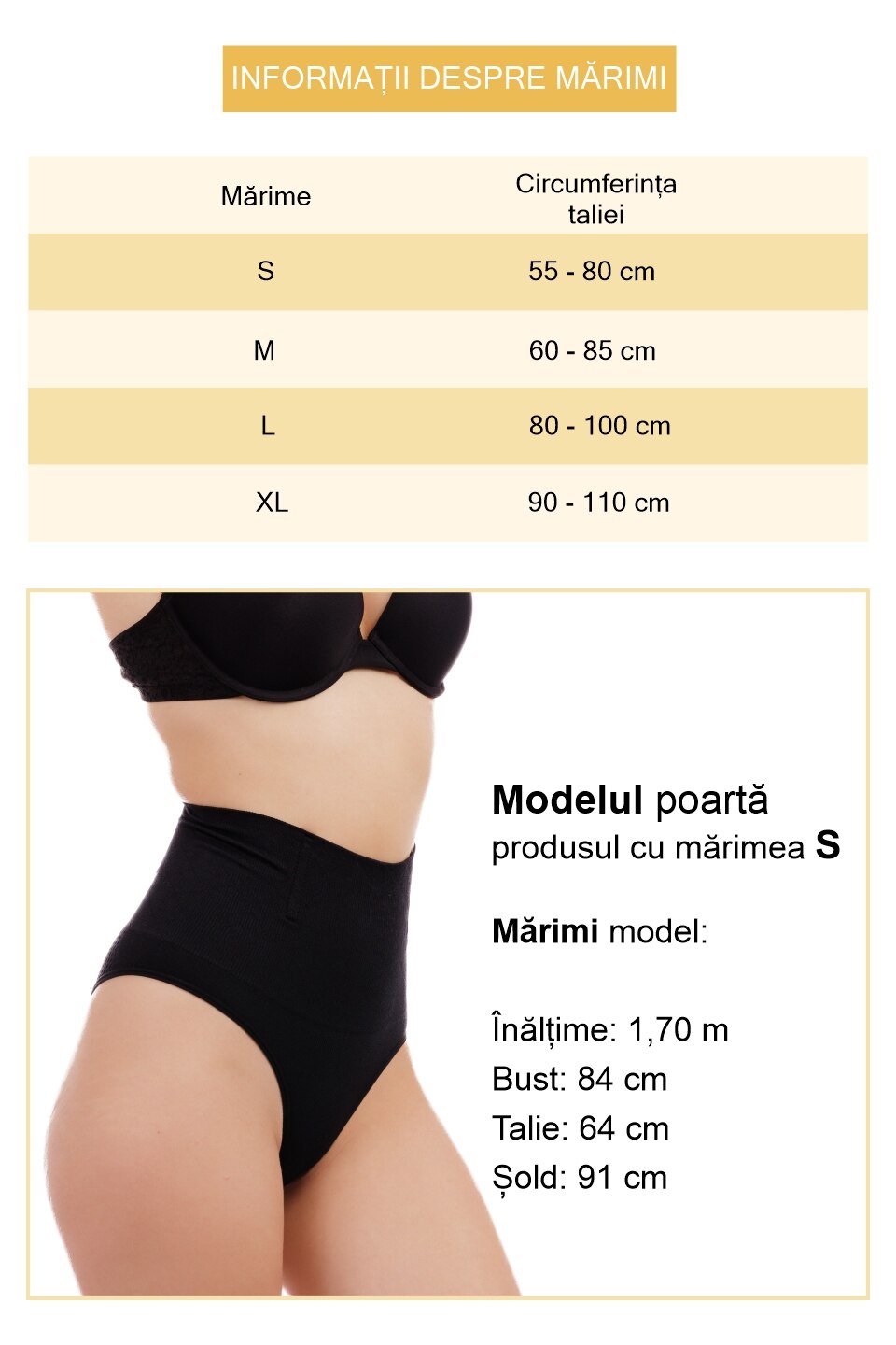 Lenjerie modelatoare tip burtiera cu chilot tanga, talie medie, 4 tije  flexibile pentru sustinere, material elastic si respirabil, zenifique,  negru, marimea L 