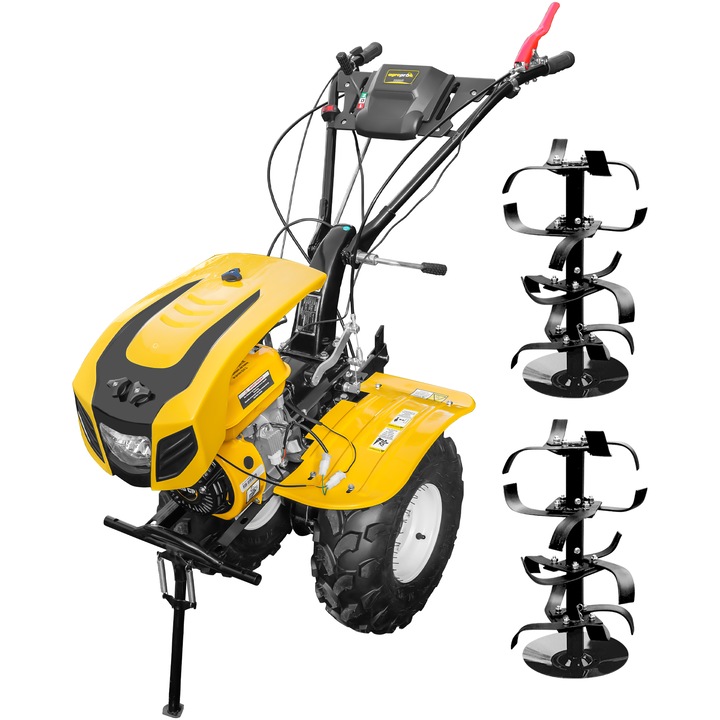 Motocultor AgroPro HS 1000B, motor 8 CP, benzina, EURO V, 2+1 viteze, latime lucru 115 cm, freze 2+1+1, roti ATV 19x7-8, capota cu far