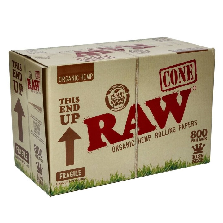 Set 800 conuri Raw Organic, prerulate foite cu filtru, King Size 110mm din canepa usor de umplut